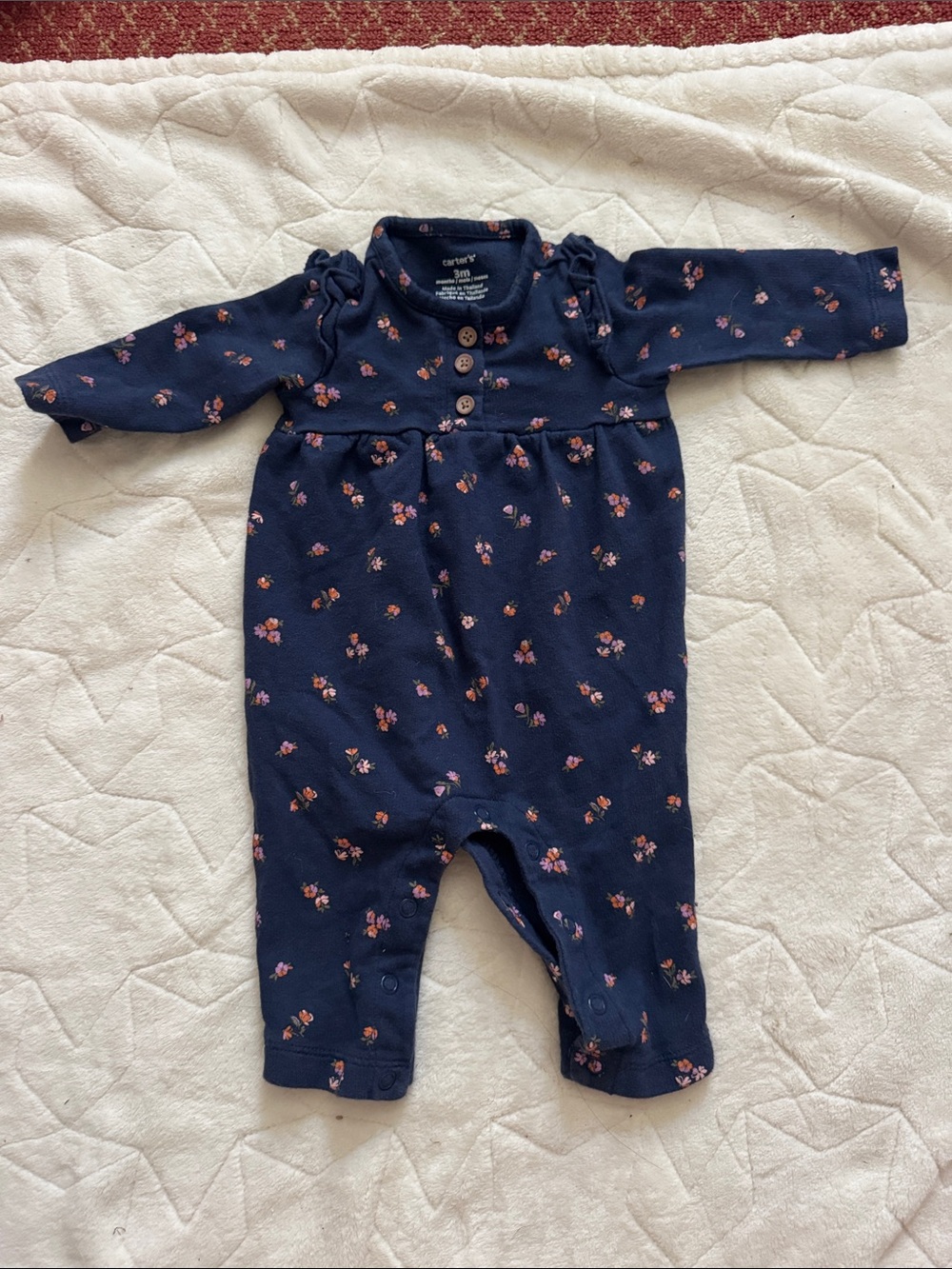 Carter's Navy One-Piece with Pink Floral Print